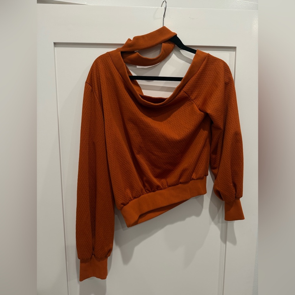 Rust Orange Cowl Neck Sweater